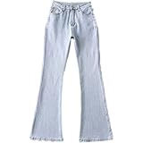 Huntrly Damen Jeans Frühlingsmode Washed Stretch Slim Slim Fit Denim Hose Schlichte und vielseitige Temperament Jeans M