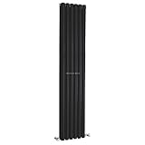Hudson Reed HLB77 Revive | Moderner Badezimmerheizkörper, vertikal, Designer-Doppelpaneelheizkörper, 1800 mm x 354 mm, Schwarz, glänzend, 1800mm x 354mm, 2 Stück