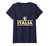 Damen ITALIA 2021 Italien Trikot Fussball Fan (2020) T-Shirt mit V