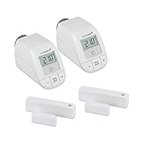 Homematic IP Set Heizen Easy Connect für 2 Heizkörper - 2 x elektronisches Heizkörperthermostat, 2 x Fensterkontakt. Funk Heizungssteuerung. Stand-Alone-Betrieb - Zum Smart Home erweiterb