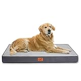 Toozey Hundebett für Grosse/Mittlere/Kleine Hunde mit Abnehmbarem Waschbar Bezug, Wasserdichtem Orthopädisches Eiförmigem Schaum Hundekäfigbett, Atmungsaktivem Hundekissen, 104x73x8cm, Dunkel G