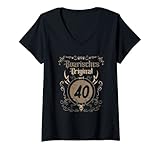 Damen Boarisches Original wird 40. Geburtstag Original Outfit T-Shirt mit V