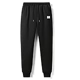 Herren Warme Sherpa Gefüttert Jogginghose Winter Fleece Futter Sweathose Männer Casual Sporthose Winterhose Einfarbig High Waist Fitness Trainingshose Kordelzug Sportlich Jogger Hosen mit T