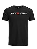 JACK & JONES Herren Designer Rundhals T-Shirt JJECORP Logo Übergrößen Kurzarm Jersey Plus +Size Shirt, Farben:Schwarz, Größe T-Shirt:XXL