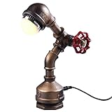 CN Cover Retro Industrial Water Rohr Metall LED Schreibtisch Akzent Lampen Energieeinsparung Nachtlampe Lesen Roboter Tischleuchten Geeignet for Wohnzimmer, Schlafzimmer, E