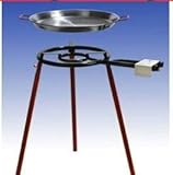 Sehr grosses Paella Grillset mit 2-flammigem, 45cm Gasbrenner (15,7 KW), 55cm und 70cm Pfanne, Normale Füsse, incl. Schlauch und Druck