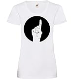 erhobener Zeigefinger im Kreis Frauen Lady-Fit T-Shirt Weiß S