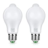 Adoric 2 Stück Smart E26/E27 LED Lampen, Glühbirne mit Bewegungssensor, Intelligente Energiesparlampe, Intelligente Sensorlampe für Schlafzimmer, Bade, Haustür, 10W Lampe mit PIR-I