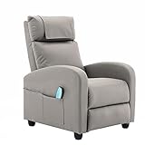 HOMOPIV Relaxsessel, Fernsehsessel mit Liegefunktion Massagefunktion Wärmefunktion, Massagesessel mit Fernbedienung, Ruhesessel PU Leder, Liegesessel g