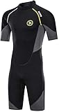 Zcco, Herren-Neoprenanzüge 1,5/3 mm Premium Neopren, Rückenreißverschluss, kurzärmeliger Taucheranzug für Spearfishing, Schnorcheln, Surfen, Kanufahren, Taucheranzüge, 1,5 mm, L