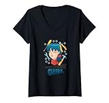 Damen Weibliche Auto-Mechaniker Mädchen Frau Ingenieur Automobile Garage T-Shirt mit V