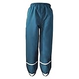 YMIFEEY Kinder Regenhose Fleece, Wind- und wasserdichte Matschhose mit Fleecefutter, Buddelhose Winter Warm Gefüttert Regenbundhose Überziehhose Buddelhose mit Füßen für Jungen Mädchen (Blau B, 110)