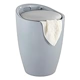 WENKO Hocker Candy Grey, mit Wäschesack - Wohnhocker, Badhocker, Wäschesammler mit abnehmbarem Wäschesack, Kunststoff (ABS), 36 x 50.5 x 36 cm, G