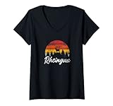 Damen Rheingau Heimat Hirsch Wandern Wald Motiv für Rheingauer T-Shirt mit V