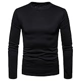 T-Shirt Herren Modern Urban Basic Slim Fit Stretch Rundhals Herren Shirt Herbst Winter Einfachheit Mode Einfarbig Herren Base Shirt Täglich Casual Komfortabel Herren Lang