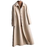 XuuuuLian Trenchcoat Damen Herbst Winter schlank Langen doppelseitig Kaschmir Wolle Mantel Frauen Outwear beiläufig blau rosa Reine Wolle Mantel weiblich (Color : Beige, Size : US-Size L)