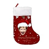 DOUBLECOIN Personalisierter Weihnachtsstrumpf Nikolausstiefel, Nikolausstiefel mit Name und Foto Personalisiert, Weihnachtsstrumpf Kamin Christmas Stocking Dekoration Ideale Weihnachtsdek