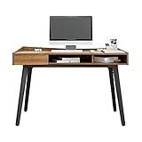 Schreibtische Kreative modern PC. Workstation 47-Zoll-einfache hölzerne Arbeitsstudie-Tisch-Stahlrahmen-Unterstützung Home-Büroschreibtisch mit Lagerung, rustikal braun Moderner einfacher PC-T
