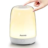 Auxmir LED Nachttischlampe Touch Dimmbar, Atmosphäre Tischlampe mit 5 Farben & 3 Lichtmodus Berührungssensor Nachtlicht, Warmweißes Licht und Farbwechsel für Schlafzimmer Wohnzimmer und Camping