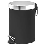 IKEA ASIA EKOLN Abfalleimer,schwarz kein Verklammern, der Deckel mit Absenkautomatik, Produktgröße Höhe: 24 cm, Durchmesser: 17 cm, Inhalt: 3 l, Material: Edelstahl, Pulverbeschichtung, PU-Lack k