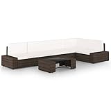 Fest-night Garten Sofagarnitur 6-TLG. Gartensofa Polyrattan Gartenmöbel Lounge Set Sitzgruppe inkl. Sofa Hocker Couchtisch mit Glasplatte und Polster für Outdoor Garten T