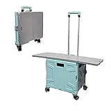 Campingwagen faltbar Einkaufswagen 4 Lenkrollen mit Bremse Schwerlast Sackkarre mit Tisch Transport Picknick Shopping trolley Trolley-Koffer aus Kunststoff 73L