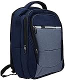 cardin Pierre Herren-Laptop-Rucksack, 15,6 / 17 Zoll, mit USB-Anschluss, für Arbeit, Reisen und Freizeit (4 Reißverschlüsse, Blau 4 Reißverschlüsse)