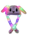 Letuwj Herrrn und Damen Plüsch leichte Kaninchen Ohr Hut Wickeln Mit LED Plüsch Hasenhut Weiß One Size with LED