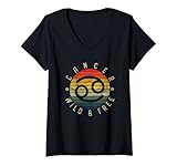 Damen Krebs Wild und frei Vintage Sonnenuntergang Juni Juli Geburt T-Shirt mit V