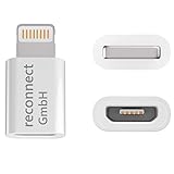 reconnect Adapter Micro USB auf Lightning weiß zum Laden und Synchronisieren Ihres iPhone 5 5S SE 5C 6 6s 7 Plus 8 X
