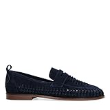 Sacha Dunkelblaue Veloursleder-Loafer mit Flecht-Detail B