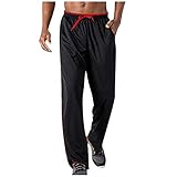 YONGYA Herren Leichte Jogginghose mit Zip-Taschen Offen Beinabschluss Trainingshose Meshgewebe Lange Atmungsaktiv Sporthose Weich Sweathose Freizeithose Arbeitshose Wanderhose Regenhose F