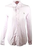 Polo Ralph Lauren Womens Knit Oxford Shirt (Large, Pink/White)