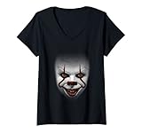 Damen Halloween Party Geschenk Blut Zombie Horror Clown Gesicht T-Shirt mit V