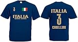 Italien-Italia Chiellini Herren T-Shirt EM 2020 Trikot Look Style Squadra Dunkelblau M