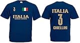 Italien-Italia Chiellini Herren T-Shirt EM 2020 Trikot Look Style Squadra Dunkelblau XL