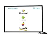 Deyowo 32 Zoll Infrarot-Touchscreen-Rahmen, IR-Touchscreen-Overlay, Touchscreen-Panel, kostenloser Treiber für interaktives Whiteboard, Touch-LCD-Monitor TV