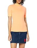 Calvin Klein Jeans Damen Micro Branding Stretch Mock Neck T-Shirt, Crushed Orange, Larg