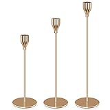 WEIMIN Kerzenständer Gold 3er Set Kerzenhalter für Wohnzimmer Schlafzimmer Vintage Deko Tisch Hochzeit Kerzenständer Metall Kerzenhalter 24/29/34