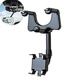 360° Rotatable Retractable Car Phone Holder Car Rearview Mirror Bracket,Universal Adjustable Rear View Mirror GPS Phone Mount Stand,Rotating Telescopic Auto Smartphone Support Cradle Hanging Clip