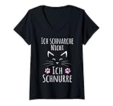 Damen Katze ich schnarche nicht ich schnurre Schlafshirt Damen T-Shirt mit V