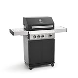 TAINO BLACK 3+1 Gasgrill 3 Brenner mit Seitenkocher und Keramik Sear-Burner Seitenbrenner Matt Schw