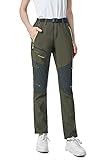 shine future Damen Wanderhose Outdoorhose Wasserdicht Trekkinghose Winddicht funktional mit Gürtel Zip Off Funktionshose(Green, XX-Large)