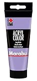 Marabu 12010050007 - Acryl Color lavendel 100 ml, cremige Acrylfarbe auf Wasserbasis, schnell trocknend, lichtecht, wasserfest, zum Auftragen mit Pinsel und Schwamm auf Leinwand, Papier und H