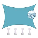 DYKL Segeltuch Wasserdicht 4X7M, Mit Spannseilen FüR Terrasse Jardin Blumen Pflanze MäßIg ElastizitäT,Uv Schutz Sonnensegel Regenfest  -Blauer S