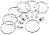 Dekorative Gardinenringe aus Metall mit Clips, 3,8 cm Innendurchmesser, Weiß, 40 Stück