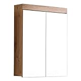trendteam smart living Badezimmer Spiegelschrank Spiegel Amanda, 60 x 77 x 17 cm in Asteiche / Weiß Hochglanz ohne Beleuchtung