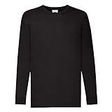 Fruit of the Loom - Kids Langarm T-Shirt Value Weight T 104,Black