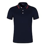 Fishoney Herren Sommer Mode Poloshirt Baumwolle Kurzarm Knopf Revers Umlegekragen Einfarbig Casual T-Shirt Tee Poloshirts für Erwachsene Männer UK Golf Polo Shirts, navy, M