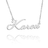BUREI Damen Personalisierte Kette Namen Halskette Edelstahl Women's Necklaces Geschenk für F